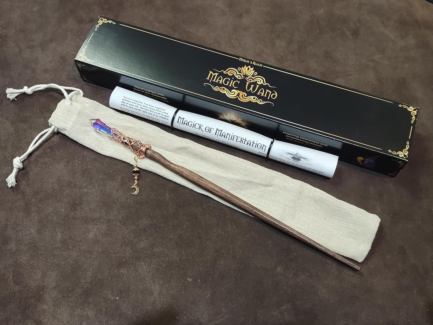Merlin's Realm Lunar Prism Oak Magic Wand