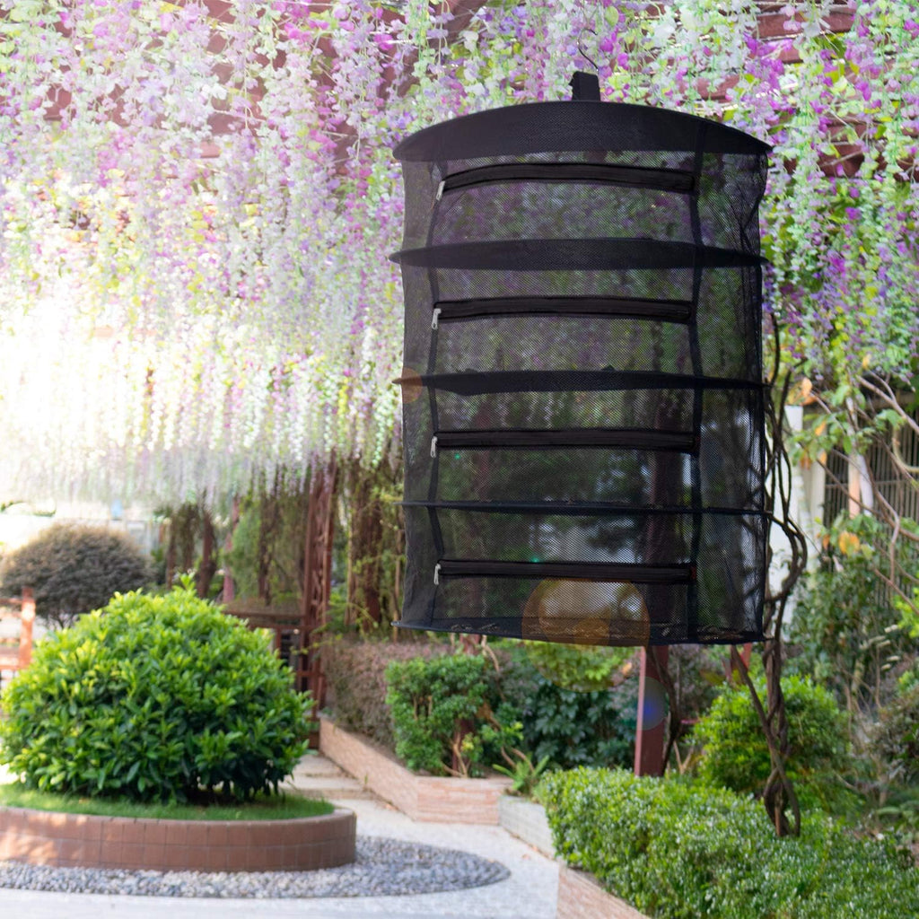 Desy & Feeci Tockennetz Kräuter 4-lagiger Hängendes Kräuter Trockengestell Trockennetz mit Reißverschlüssen, Schwarz, 60x80cm