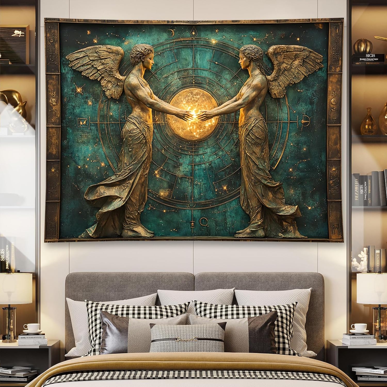Liuzhouzai Vintage Zodiac Gemini Tapestry Wall Hanging Astrology Home Decoration Aesthetics Suitable for Bedroom Living Room Dormitory Office Wall Decor 80x60 Inches