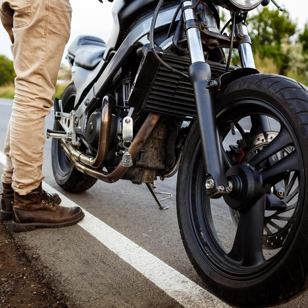 Guardian Bell Biker Bell Reitglocke Motorrad Glöckchen mit Schlüsselanhänger und Ring, Biker Glücksglocke mit Beutel