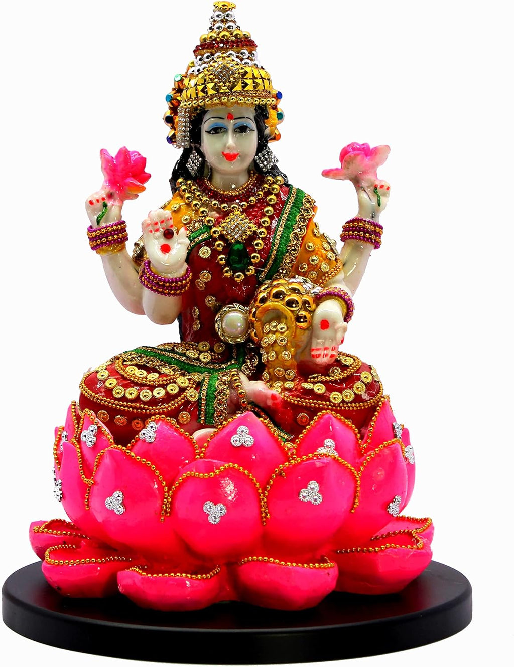 eSplanade Lakshmi auf Lotus | Laxmi Göttin Murti Idol Statue Skulptur Figur – Harz – 27,9 cm – mehrfarbig