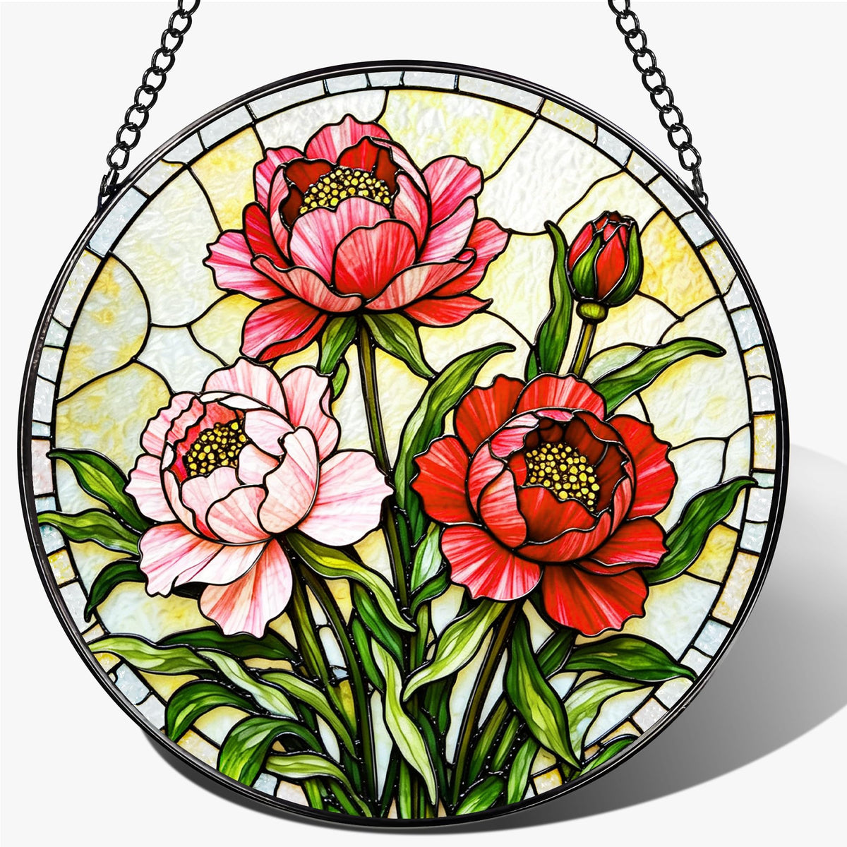 Stained Glass Window Hanging, 7.8 Inch Yoga Stained Glass Suncatcher, Boho Window Hanging Decor, Yoga Decor, Spiritual Healing Gift, Great Gift Ideas, Gifts for Women, Gifts for Christmas & Holiday