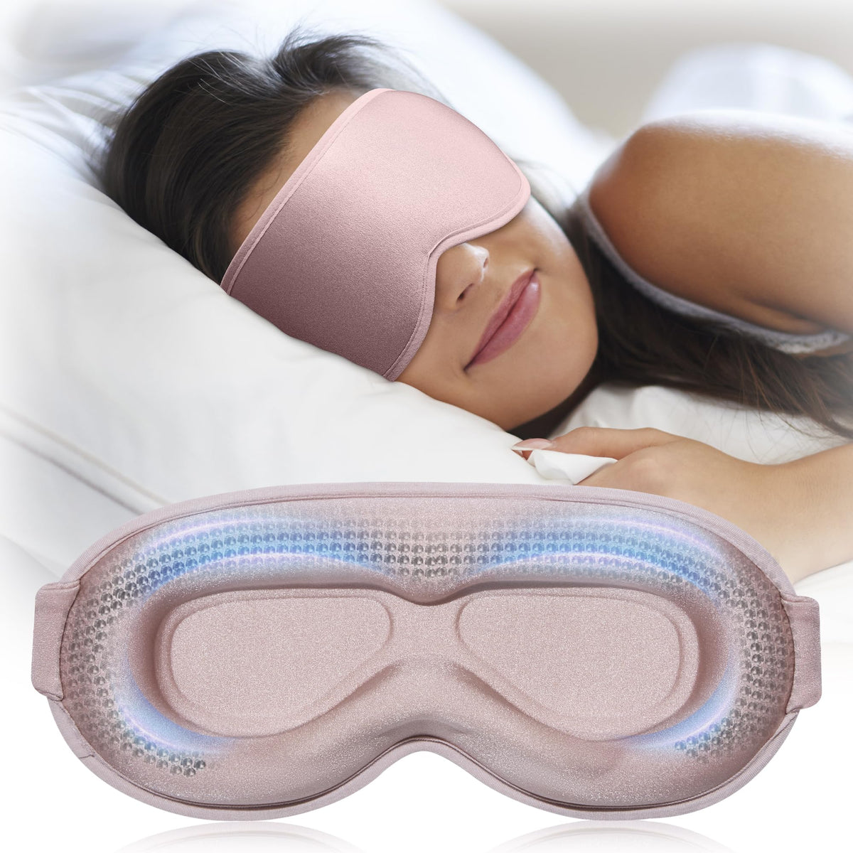 3D Blackout Weighted Eye Mask for Sleep, Airplane Travel Essential | Long flights, road trips, gentle weighted comfort, deep cups, lash-friendly, adjustable strap, daytime naps for men & women