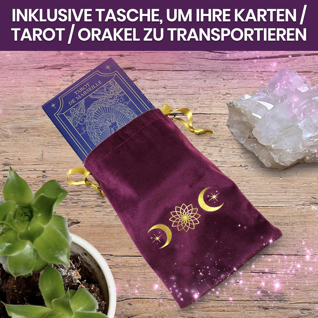 VIBRATIS Altar Zubehör - Tarot-Tuch aus Samt - Altartuch für Rituale, Esoterik Zubehör, Samttuch für Tarotkarten & Pendel