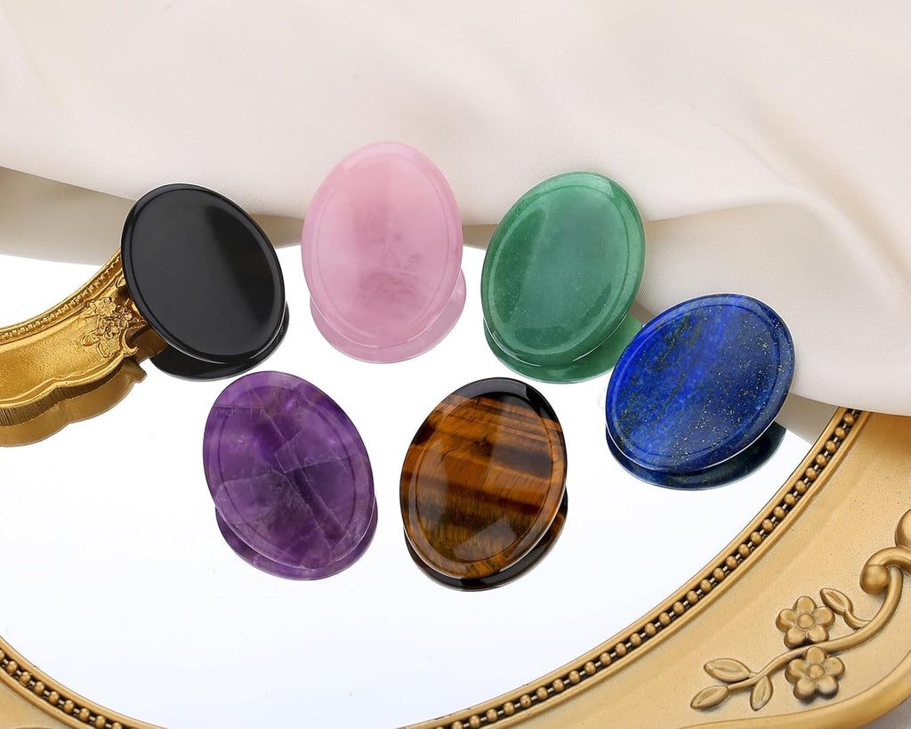 QINJIEJIE Green Aventurine Crystals Worry Stone Worry Stone Thumb Precious Stones Oval Crystal Healing Stone Palm Stones Stress Relief Reiki Healing Meditation