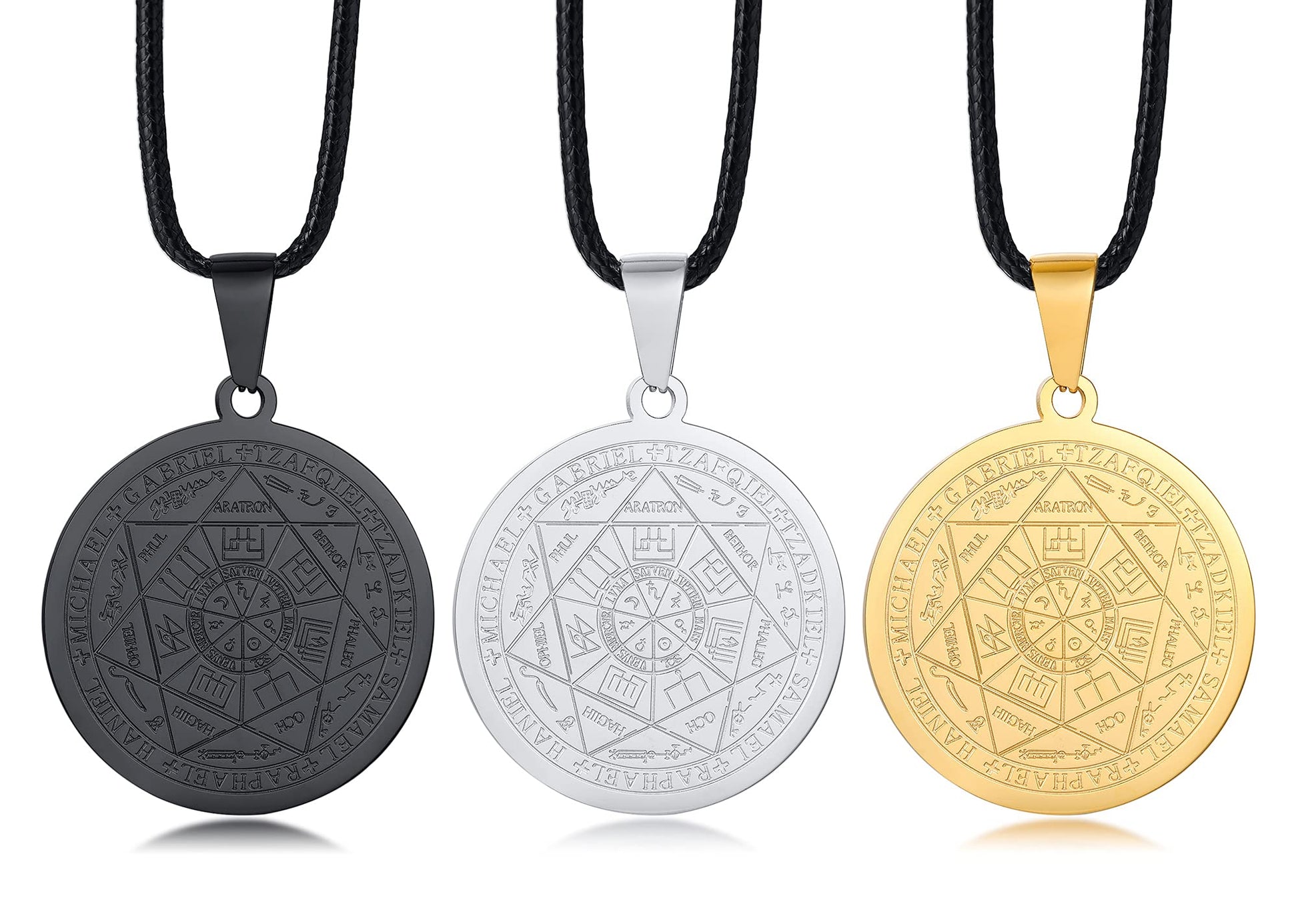 XUANPAI Siegel der Sieben Erzengel Ketten Choker Statement Halskette Talisman Anhänger Amulett Schmuck für Männer