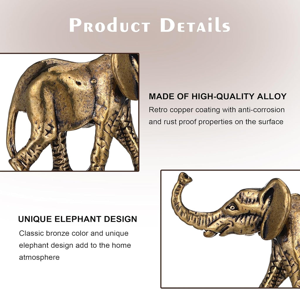 Vintage Messing Elefant – Ganesha Figur als Glücksbringer und Feng Shui Miniatur-Elefantenstatue, Dekorative Tierfigur aus Metall für Wohnzimmer, Büro Tischdeko & Chinesische Wohnkultur