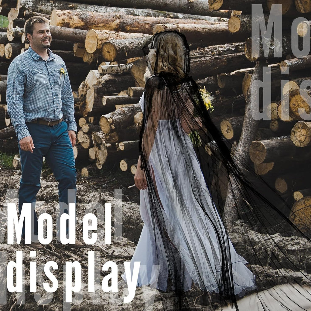 Hercicy Halloween Lace Cape Full Length Hooded Cloak Gothic Witch Sheer Cape for Cosplay Vampire Costume Wedding