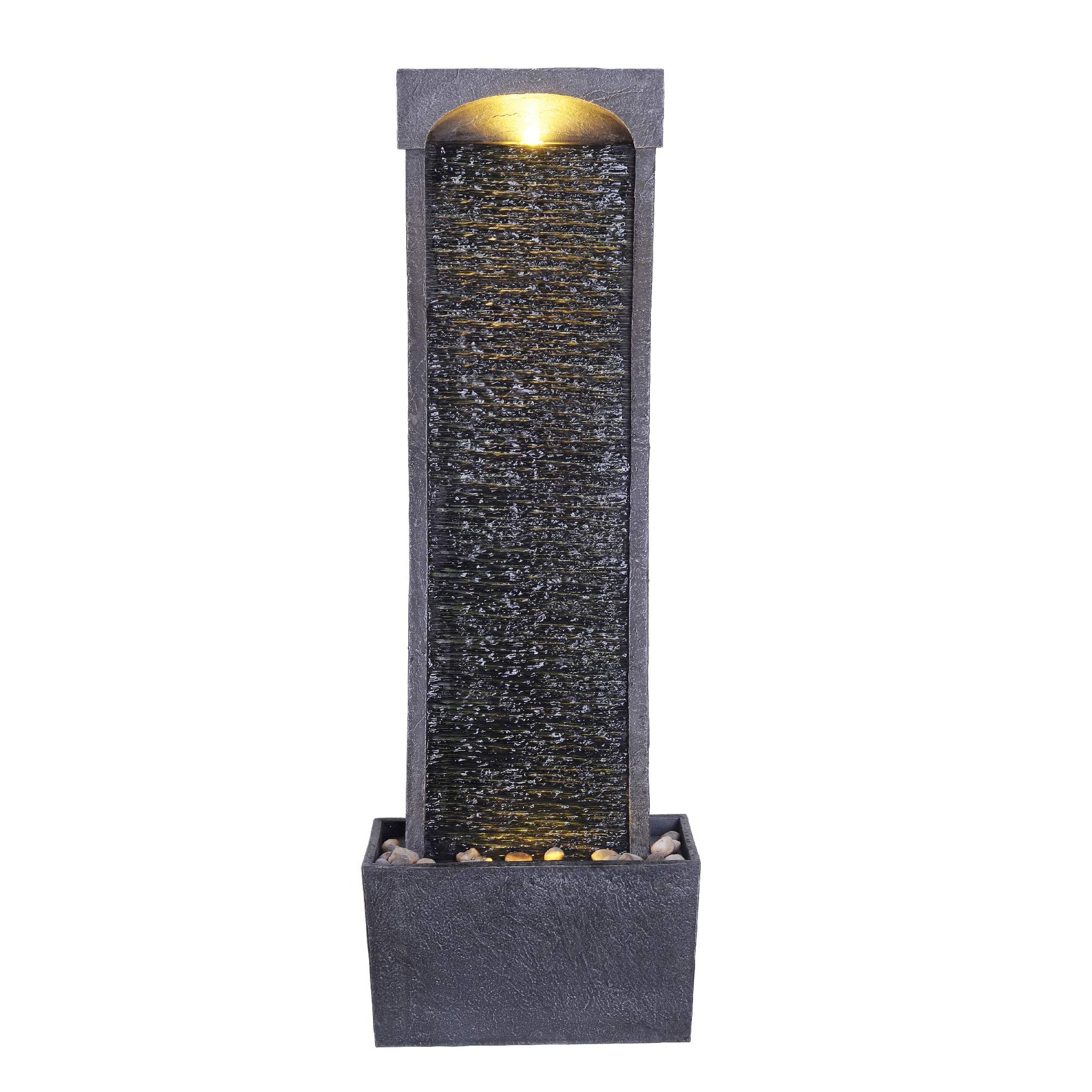 Peaktop RJ-19041-EU Garden Patio Stone 38 Inch Upright Waterfall Fountain