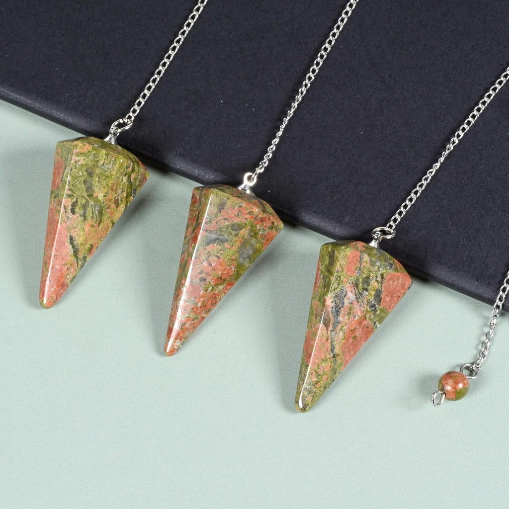 Unakite Point Crystal Pendulum Healing Dowsing Energy Balancing Chakra Divination for Meditation 37mm