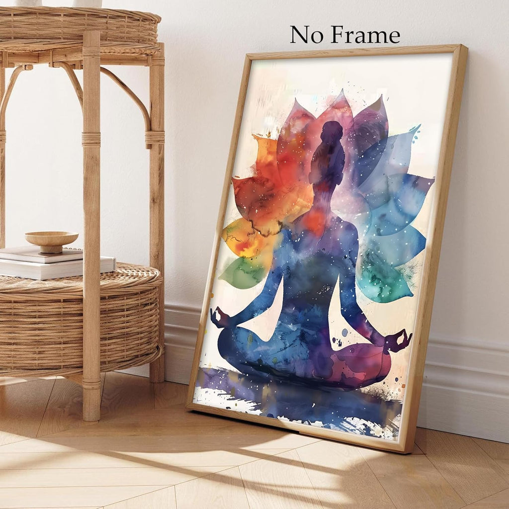 GADZRTIL Lotus Flower Painting Abstract Yoga Artwork Colorful Zen Wall Art Chakra Poster Canvas Colorful Spiritual Picture Zen Lotus Painting Yoga Chakra Picture for Living Room 16x24inch No Frame
