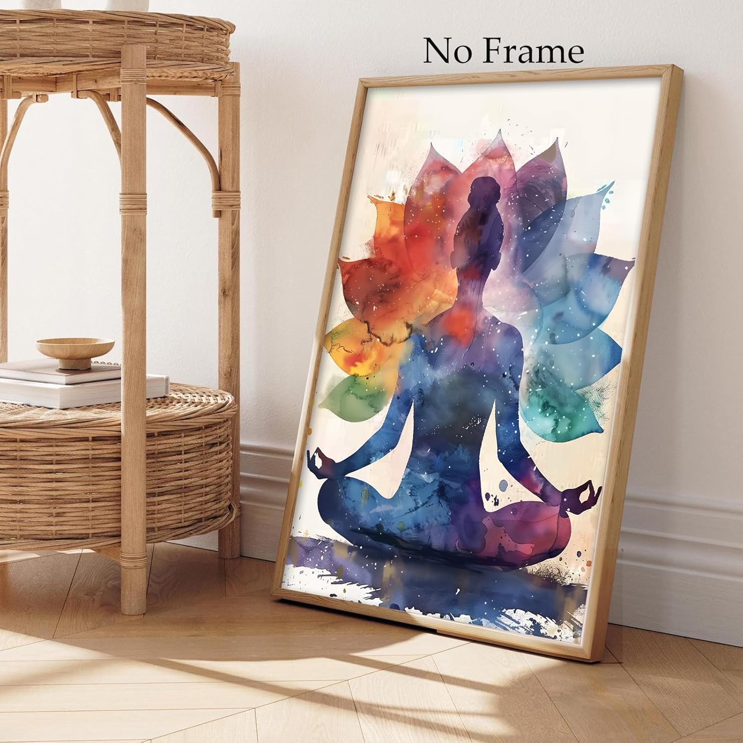 GADZRTIL Lotus Flower Painting Abstract Yoga Artwork Colorful Zen Wall Art Chakra Poster Canvas Colorful Spiritual Picture Zen Lotus Painting Yoga Chakra Picture for Living Room 16x24inch No Frame