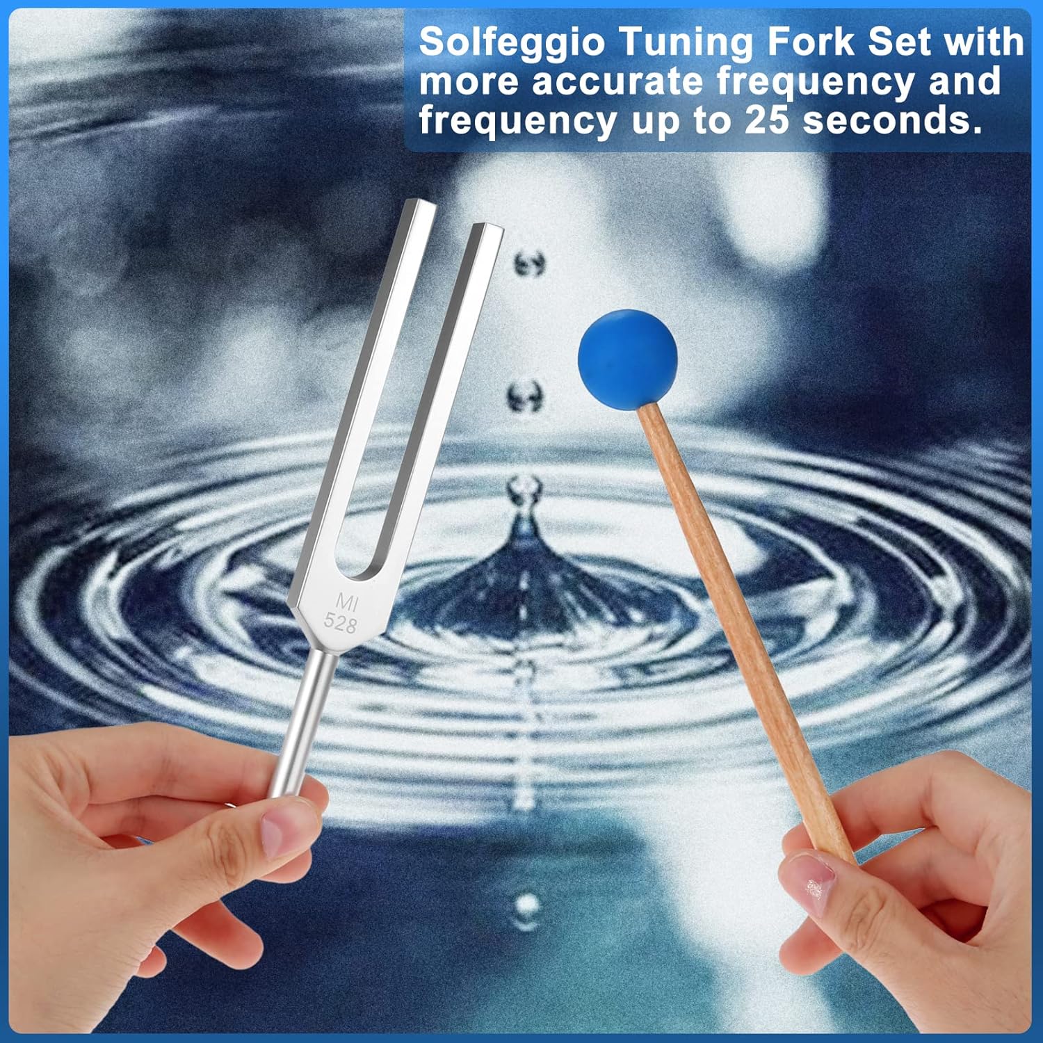 Dreld 9-Piece Solfeggio Tuning Fork Set with Silicone Hammer Bag, 174/285/396/417/528/639/741/852/963 Hz Aluminium Tuning Forks for DNA Repair, Healing, Sound Therapy, Medical Tuning Fork