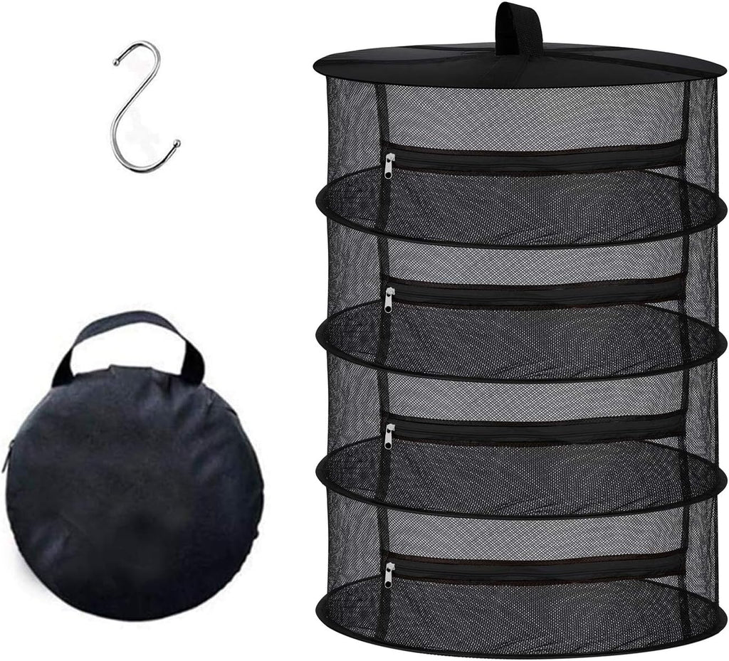 Desy & Feeci Tockennetz Kräuter 4-lagiger Hängendes Kräuter Trockengestell Trockennetz mit Reißverschlüssen, Schwarz, 60x80cm