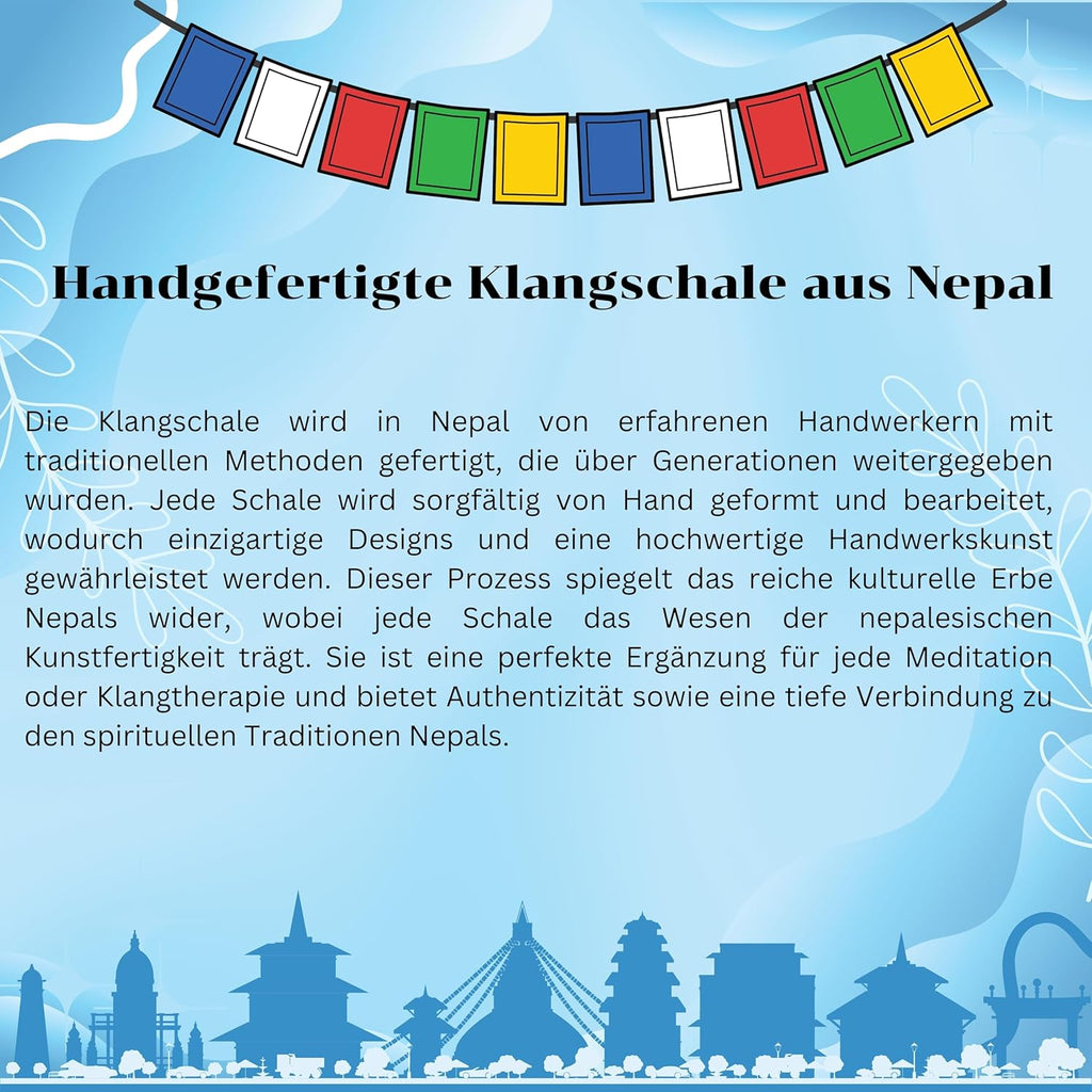Authentische tibetische Klangschale – Handgefertigt in Nepal mit Kissen, Schlägel und Tragetasche – Ideal für Yoga, Chakra-Heilung, Achtsamkeit und Stressabbau – Spirituelles Geschenk für alle.