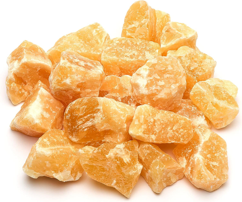 PURAJA Orange Calcite Gemstone Set, Natural Premium Raw Stones, Versatile Use as Water Stones, Healing Stones, Chakra Stones, Pure Crystals