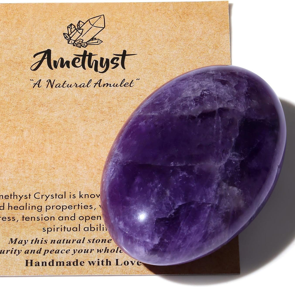 AWARDSEN 1 PCS 2.4" Amethyst Edelsteine Groß, Violett Kristall Oval Heilung Kristall für Reiki Heilung, Wiccan Lieferungen, Balancing Meditation Zubehör