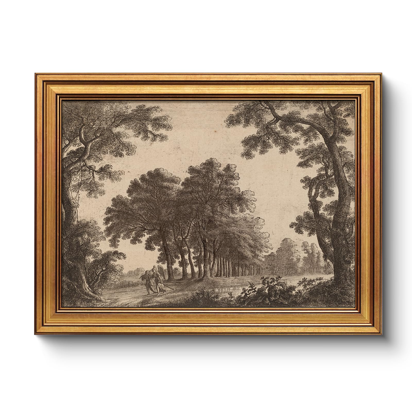 Vintage Sacred Heart of Jesus Christ Canvas Gold Framed Wall Art, 12x16 Inch Religious Oil Painting Artwork, Christian Art Print for Home Living Room Spiritual Spaces Decor