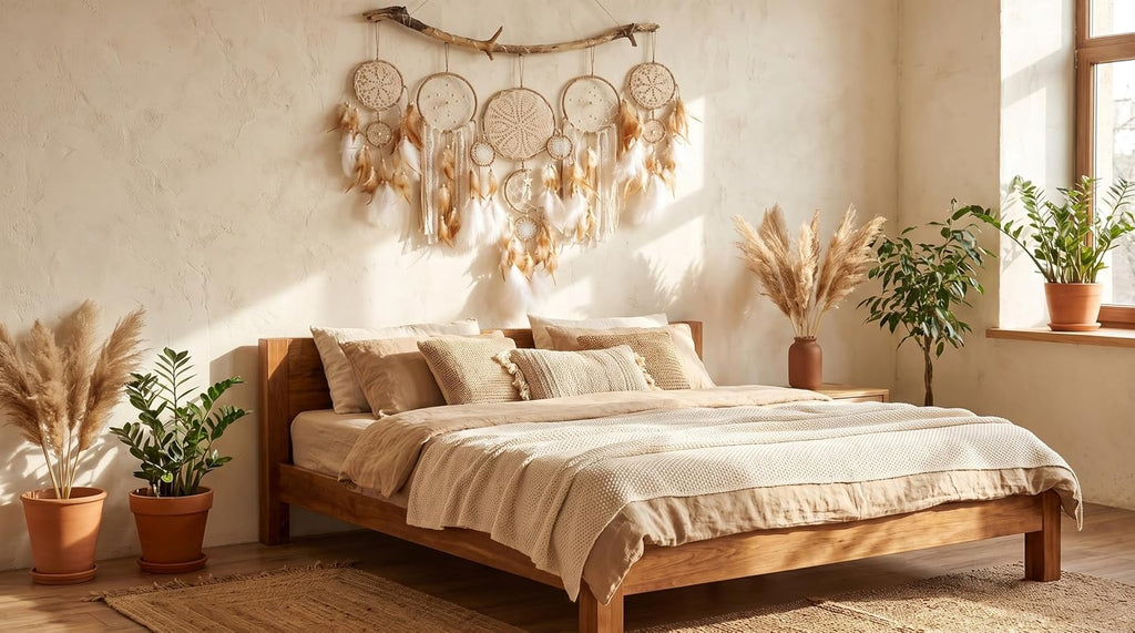5 Pack Moon Phase Dreamcatcher Set Boho Wall Decor, Boho Macrame Wall Hanging Dream Catchers, for Home, Bedroom, Living Room, Witchy Gifts (Hemp Rope)