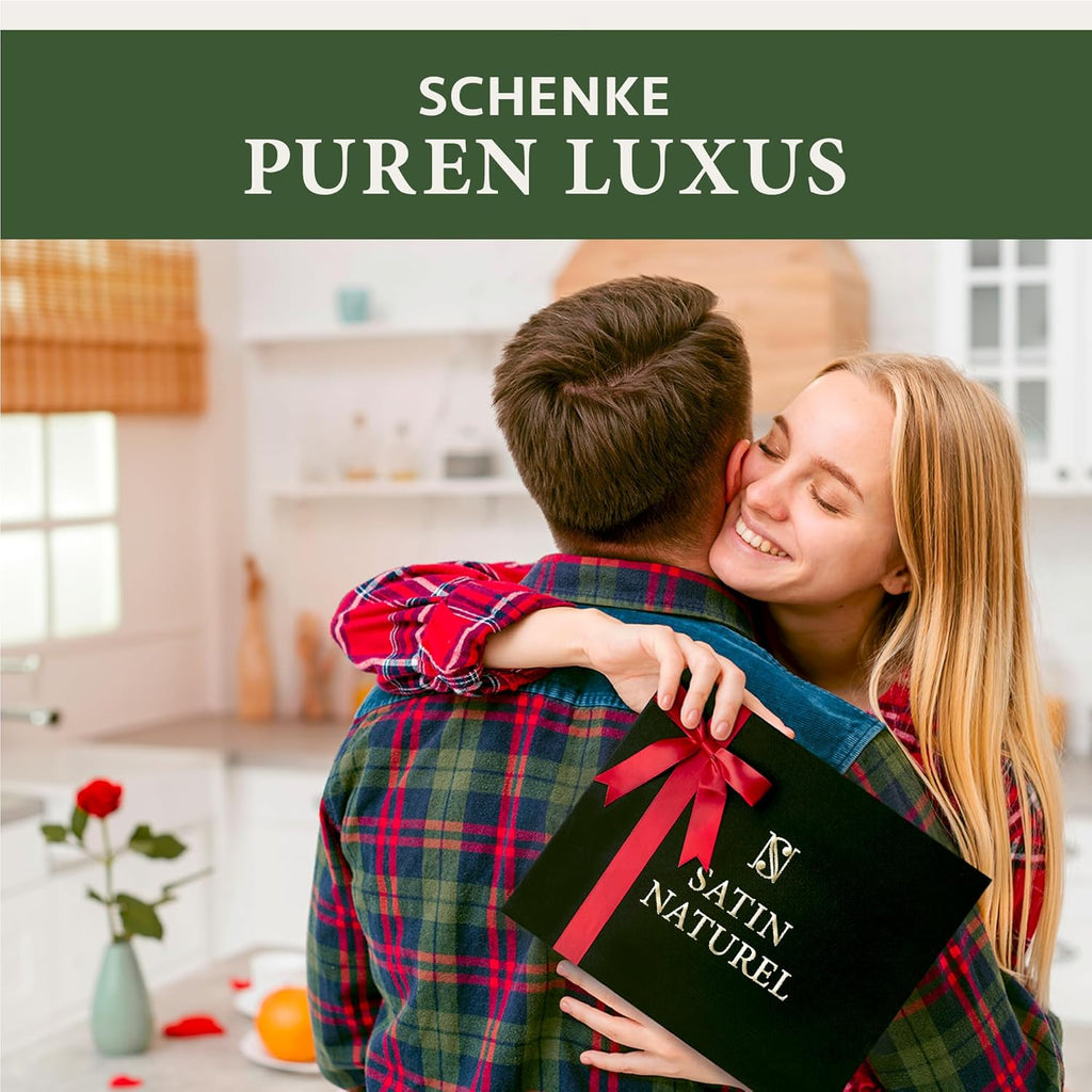 Satin Naturel 6er Set BIO Badebomben – Vegane Wellness Geschenkbox für Sie – Luxuriöse Badekugeln – Geburtstagsgeschenk für Frauen