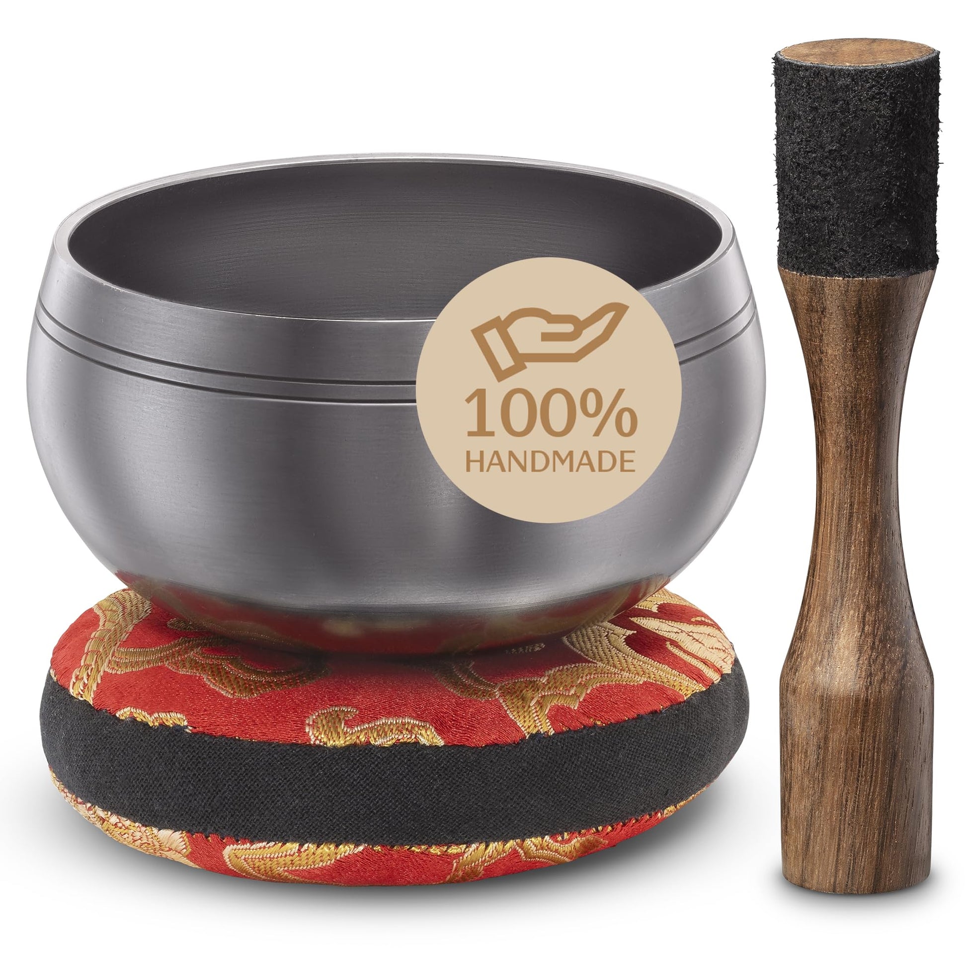Authentic Tibetan Singing Bowl Set – Sound Bowl & Meditation Bowl with Cushion, Mallet & Guide – Yoga Meditation Kit – Stress Relief Tools – Ancient Himalayan Meditation Tools