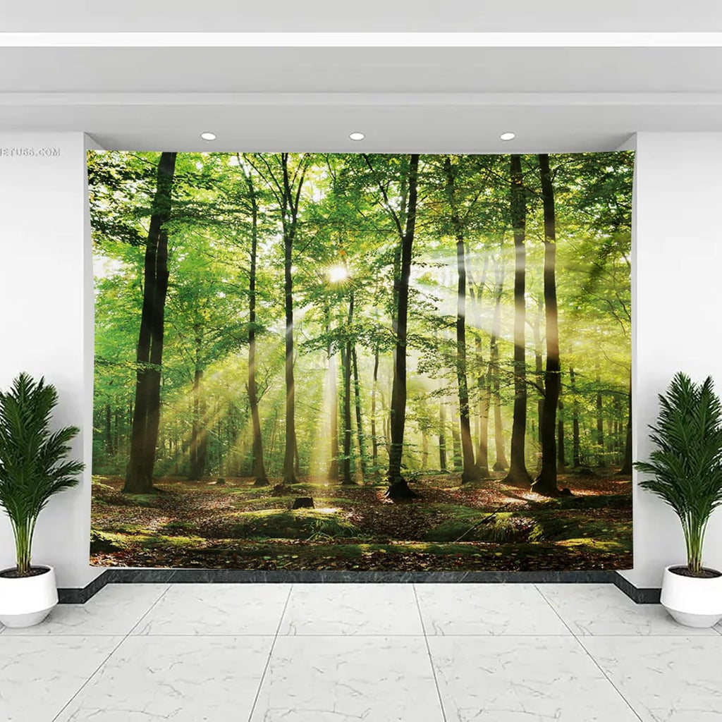 MIGIFTDY Waldbaum Wandteppich Extra Großer Nebliger Wald Wandbehang für Home Office Dorm Indoor und Outdoor Dekoration 150 cm x 200 cm (B)