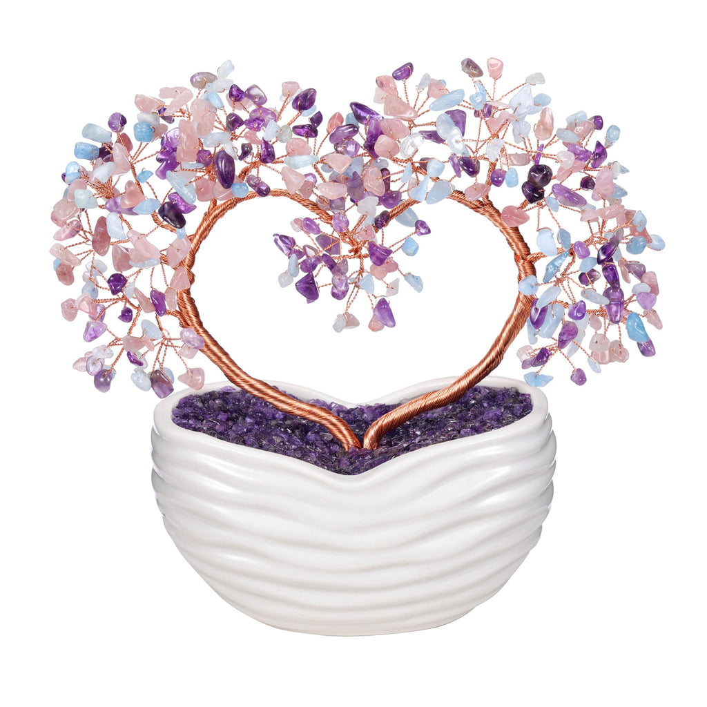 Jovivi 7 Chakra-Heilkristalle, Herz, Baum, Heilstein, Bonsai, für Hochzeitszeremonie, Reiki, Balancing Energie, Meditation, Feng Shui, Reichtum und Glück, Heim, Büro, Dekoration, 20 cm - 21 cm