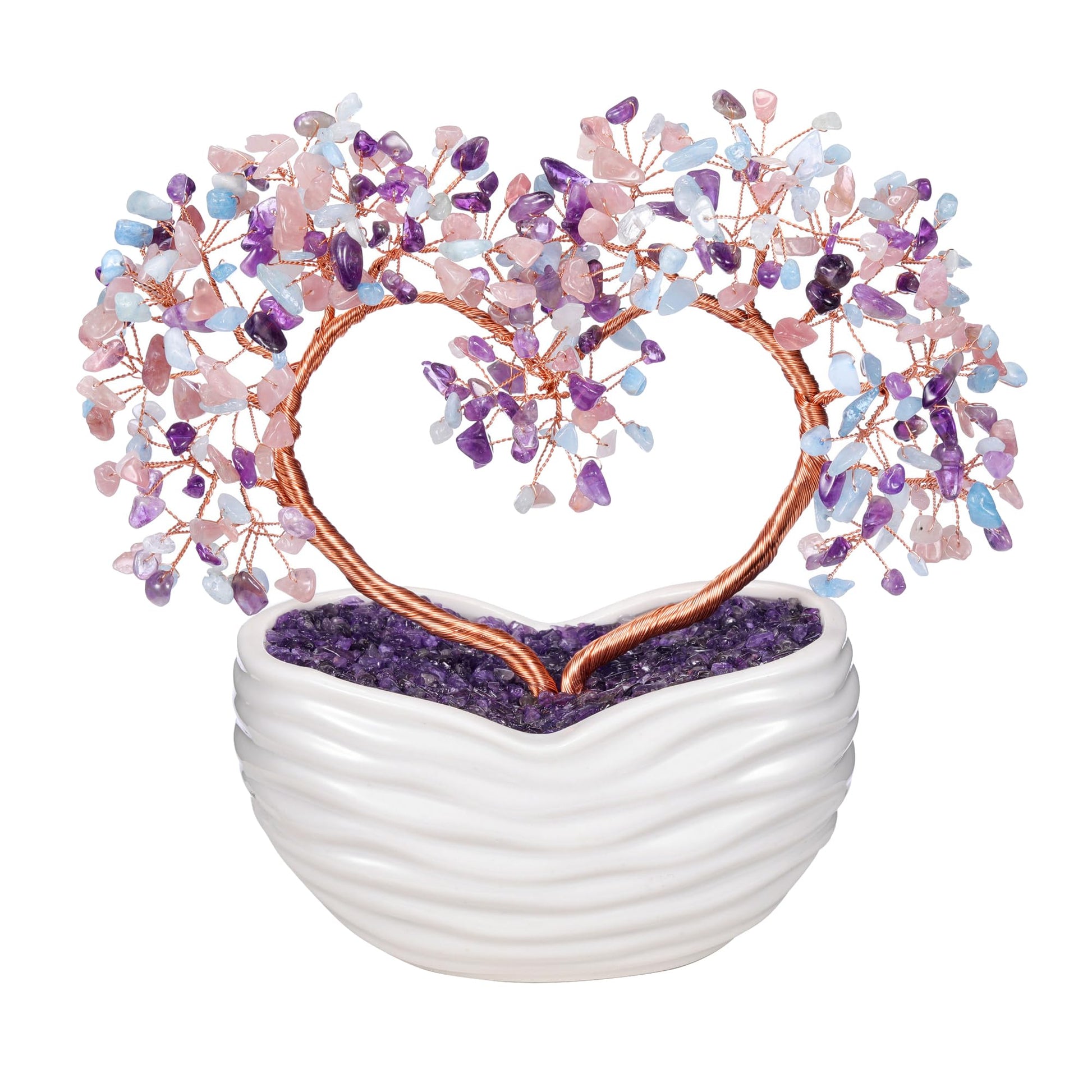 Jovivi 7 Chakra-Heilkristalle, Herz, Baum, Heilstein, Bonsai, für Hochzeitszeremonie, Reiki, Balancing Energie, Meditation, Feng Shui, Reichtum und Glück, Heim, Büro, Dekoration, 20 cm - 21 cm