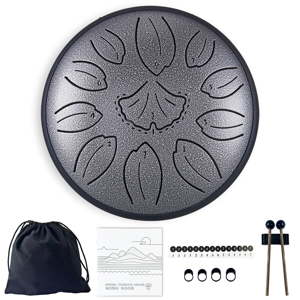 TUOKING Steel Tongue Drum 6 Inch 8 Notes D Major Rain Drum for Outside