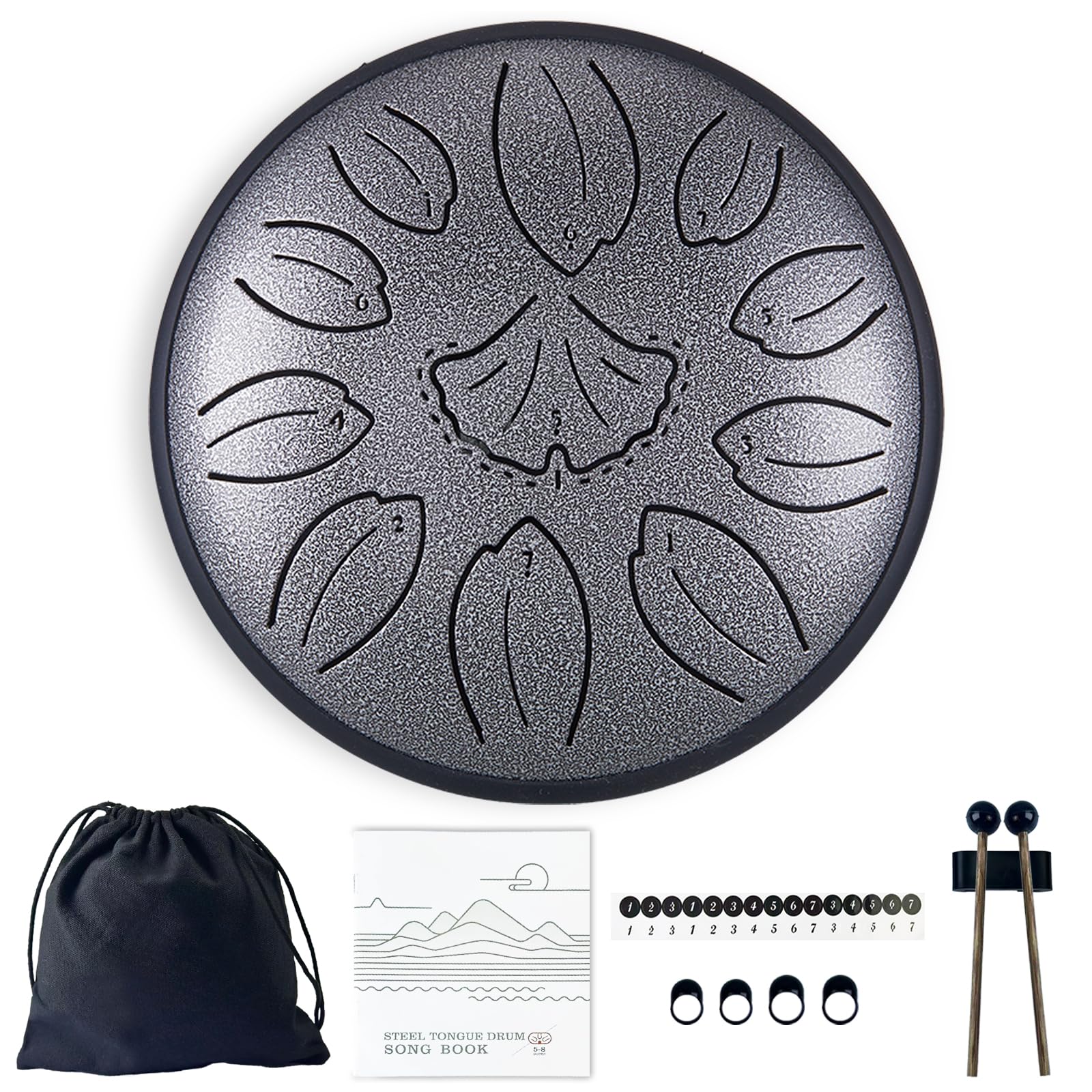 TUOKING Steel Tongue Drum 6 Inch 8 Notes D Major Rain Drum for Outside