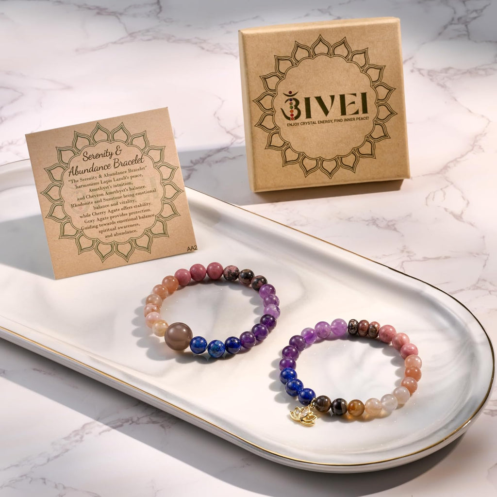 Bivei Naturstein Chakra Armband - Echte Edelsteine, Damen Kristall Armband mit Lebensbaum-Anhänger, Yoga Energie Armband für Damen, 7 Chakren Heilstein-Armband, Valentinstagsgeschenk für sie/ihn