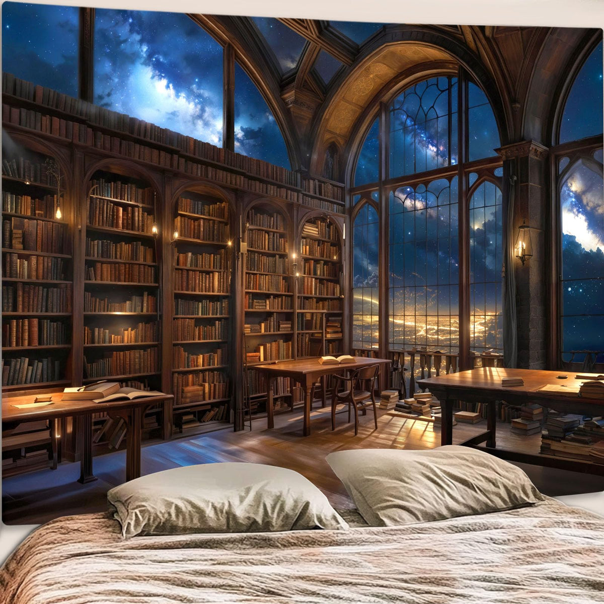 Accnicc Forest Library Tapestry Tree Bookshelf Tapestries Wall Hanging Vintage Fantasy Fairy Treehouse Book Large Tapestry for Bedroom Living Room Dorm Classroom 80 x 60 inch
