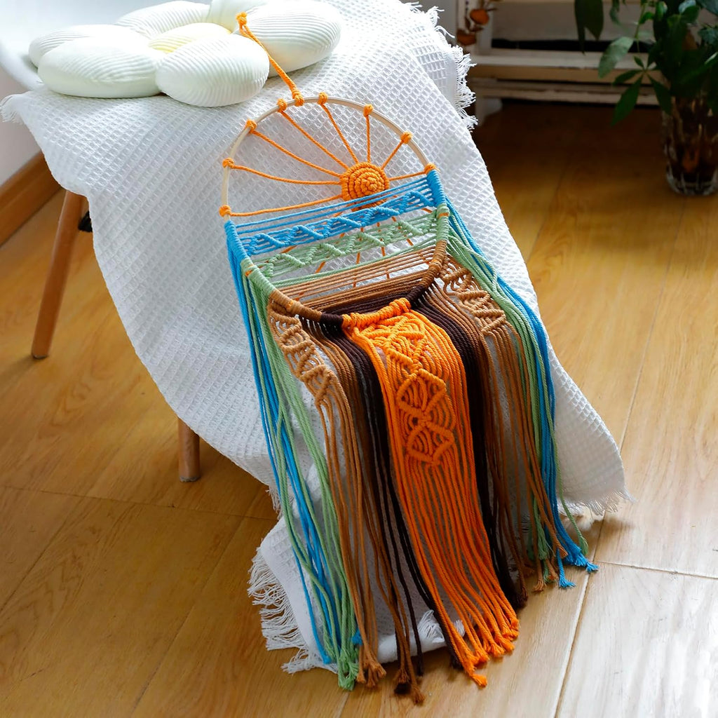 Artilady Macrame Wall Hanging Tapestry, Boho Sun Art Decor Dream Catcher