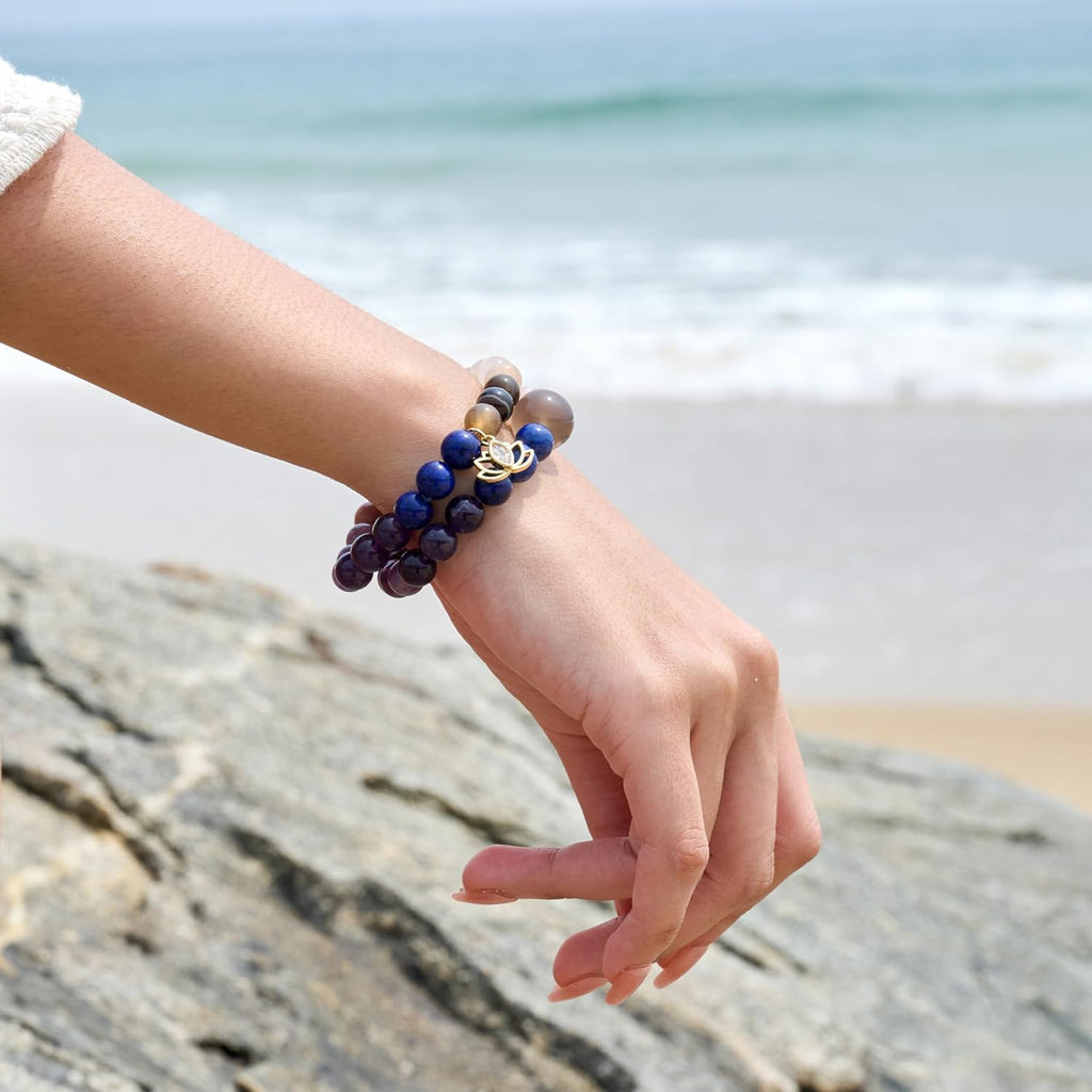 Bivei Naturstein Chakra Armband - Echte Edelsteine, Damen Kristall Armband mit Lebensbaum-Anhänger, Yoga Energie Armband für Damen, 7 Chakren Heilstein-Armband, Valentinstagsgeschenk für sie/ihn