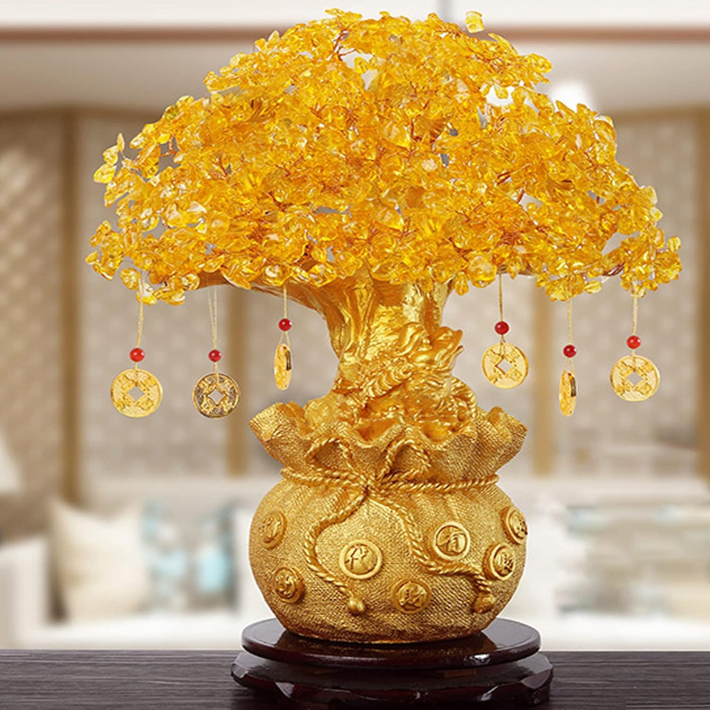 Oneroomone Reicher Baum, Geld Baum Feng Shui Bonsai, Gold Glücksbaum, für Zuhause, Büro, Ladendekoration