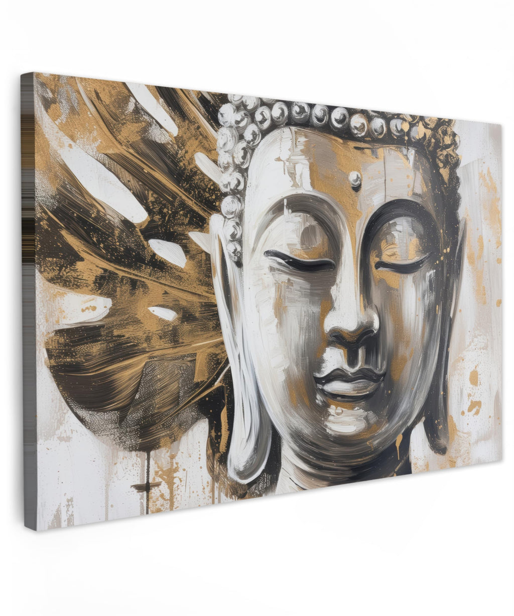 MuchoWow© Wall Pictures Large 120 x 80 cm XXL Bedroom Home Decoration Home Picture Living Room Photo Canvas Wall Pictures Canvas Wall Decor Buddha - Zen - Gold - Luxury - Spiritual