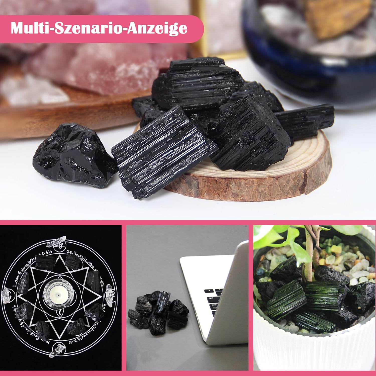 200 g Rohschwarzer Turmalin Kristalle (30–50 mm) | Natürliche raue, unpolierte Steine | Mineralien für DIY, Aquarium, Wohndeko, Feng-Shui-Dekoration & Sammlung