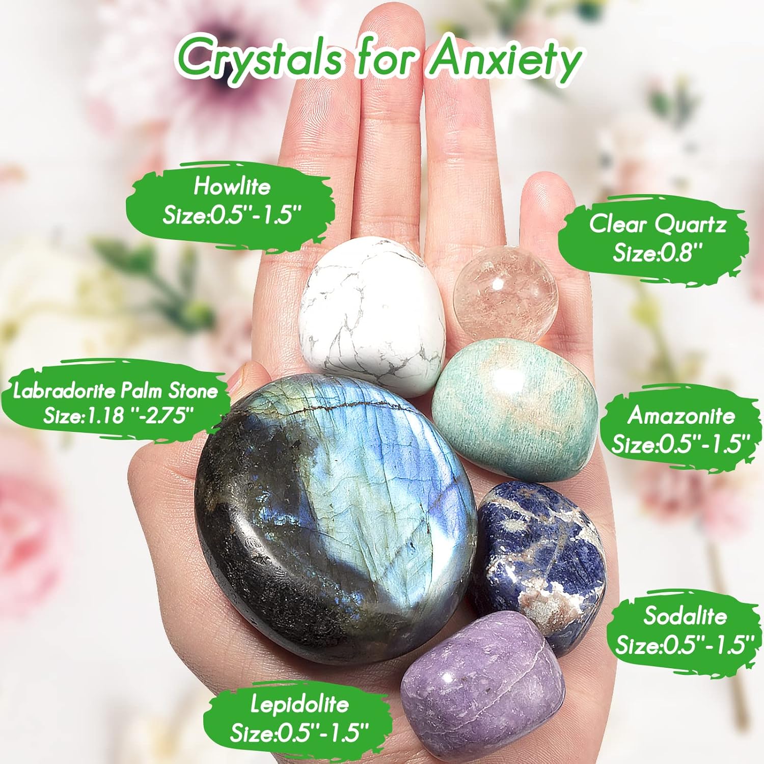 QianCannaor Crystals Healing Stones Set, Natural Minerals and Gemstones for Anxiety, Relaxation, Stress, Crystal Therapy, Meditation, Reiki, Healing Crystal Gift Set