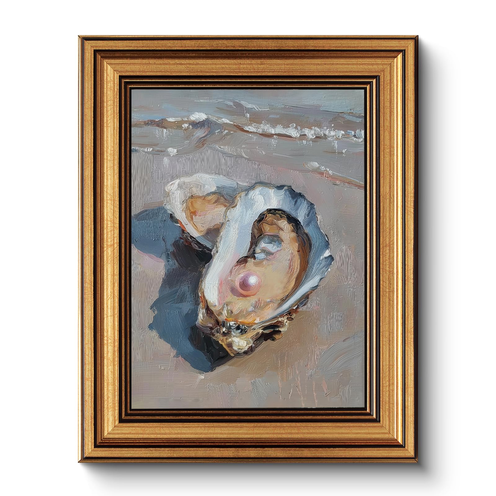 Vintage Sacred Heart of Jesus Christ Canvas Gold Framed Wall Art, 12x16 Inch Religious Oil Painting Artwork, Christian Art Print for Home Living Room Spiritual Spaces Decor