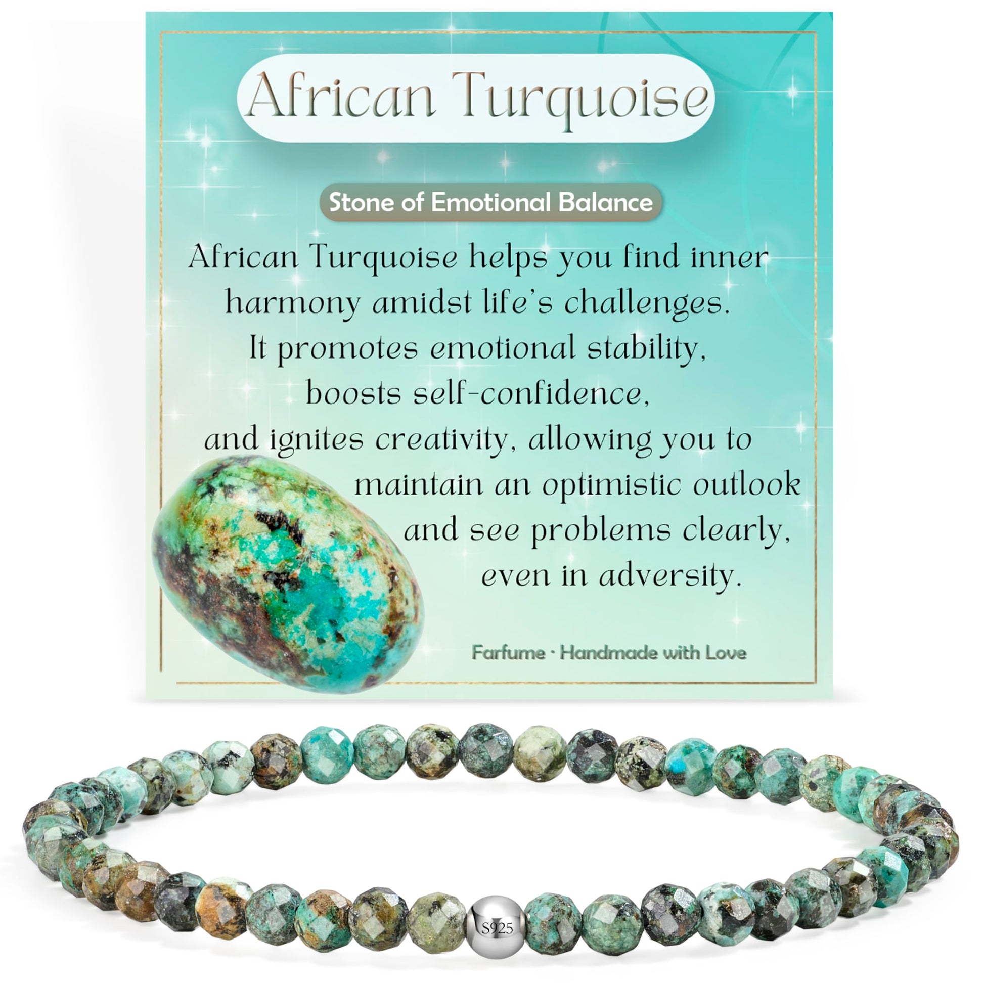 Farfume 4mm Edelstein Perlen Armband für Frauen, Kristall Silber 925 Naturstein Schmuck Elastisch Armbänder Damen, Chakra Spirituelle Charms Armbänder Valentinstag-Geschenke