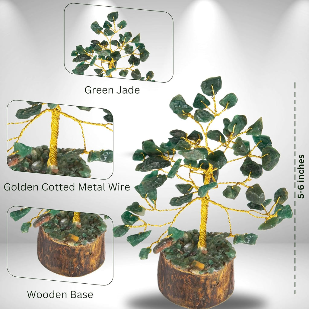 Wonder Care GrünerJadekristallbaum als Heimdekoration Kristalle und Heilsteine Weltraumkristall-Dekorationsbaum Kristallgeschenke Edelsteinbaum Weihnachtsbaum Erntedankgeschenk für Freunde und Familie