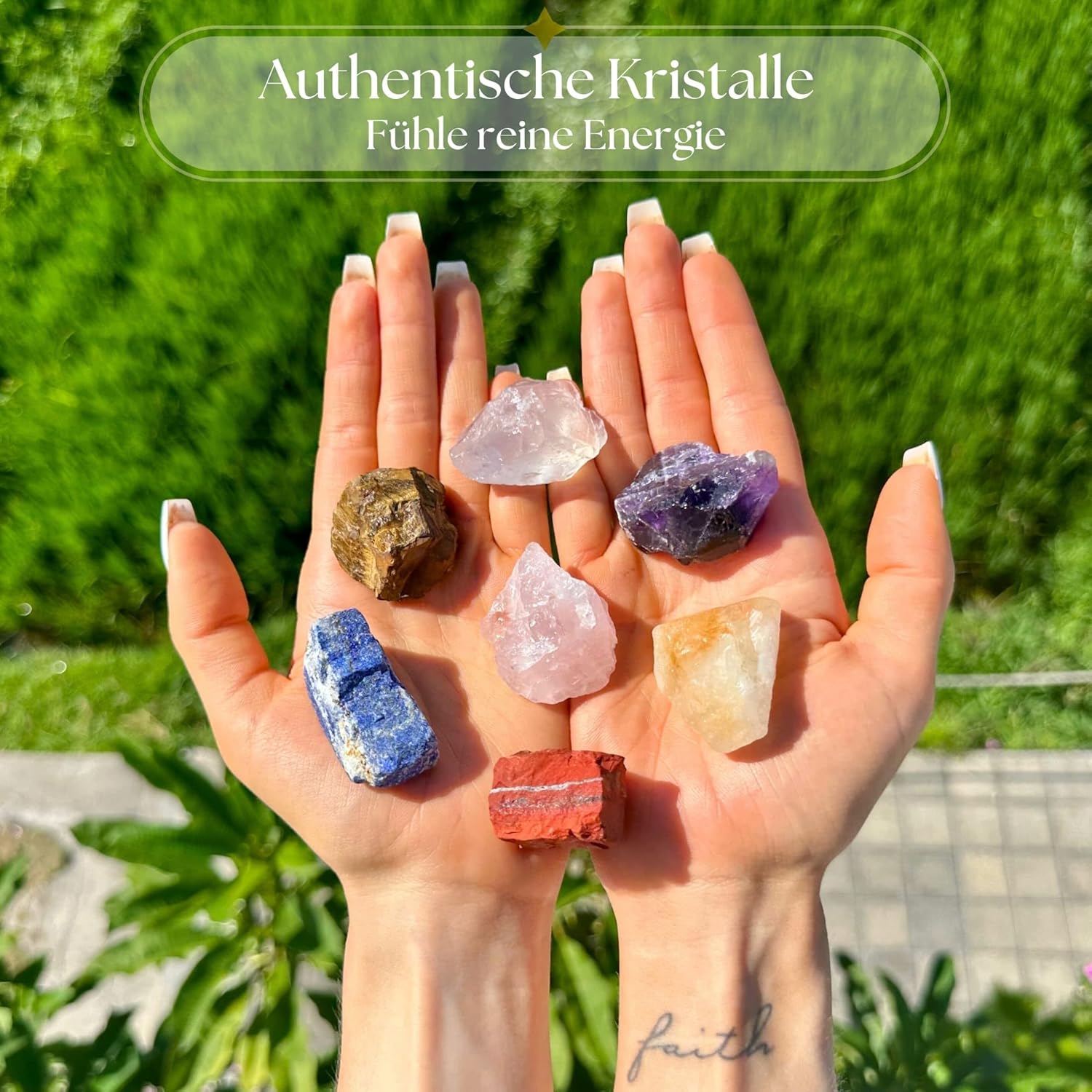 Anima Premium 7 Chakra Kristalle Steine Set – Edelsteine Heilsteine mit Rosenquarz, Amethyst und Lapislazuli in einer Holzbox für Heilung – Spirituelles Geschenk für Frauen mit Anleitungsheft