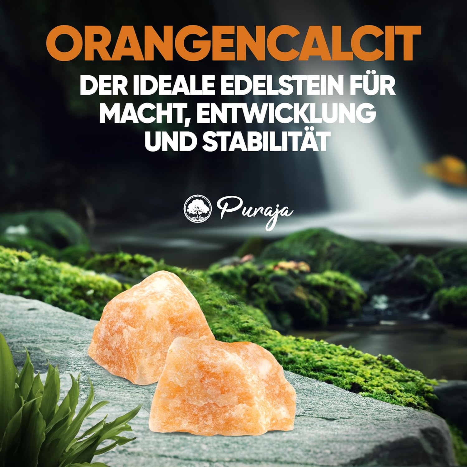 PURAJA Orange Calcite Gemstone Set, Natural Premium Raw Stones, Versatile Use as Water Stones, Healing Stones, Chakra Stones, Pure Crystals