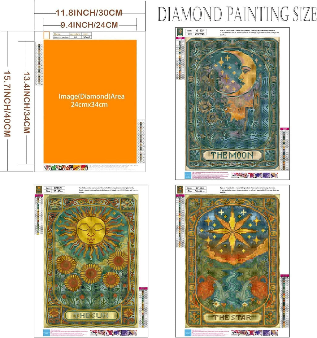 Axquilon 3 Pack Tarot Diamond Art Kits for Adults 12x16 inch