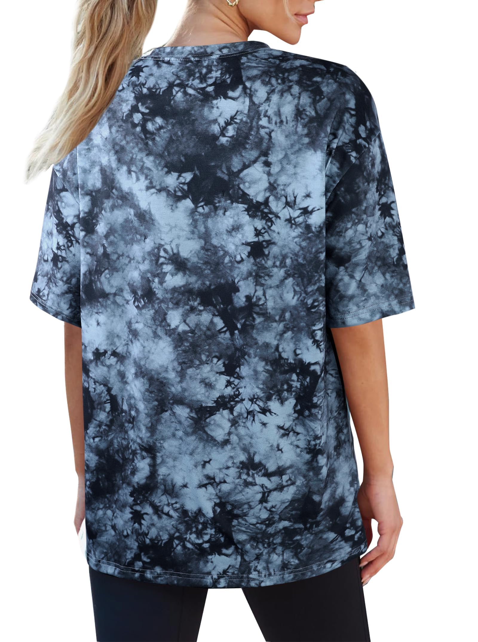 Remidoo Women's Casual Oversized T Shirt Short Sleeve Graphic Tee Letter Tie Dye Shirts