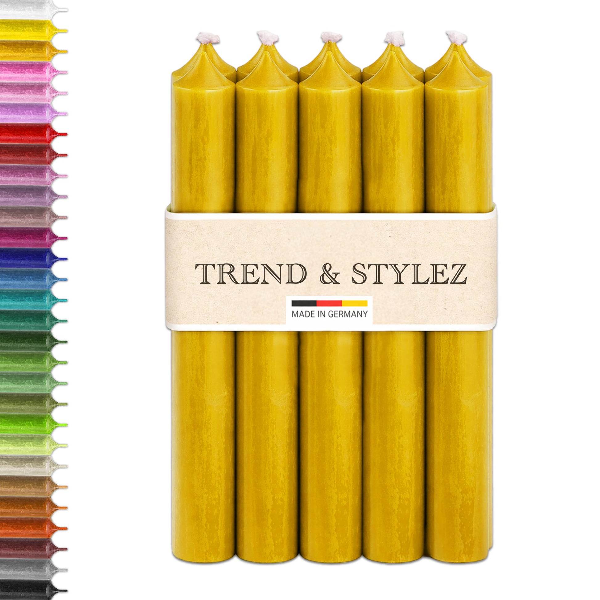 10 Spitzkerzen durchgefärbt (180x22mm) | RAL Stabkerzen mit 8h+ Brenndauer | Ohne Tropfen & Rußen | Tafelkerzen für Leuchter | Made in Germany (Schwarz)