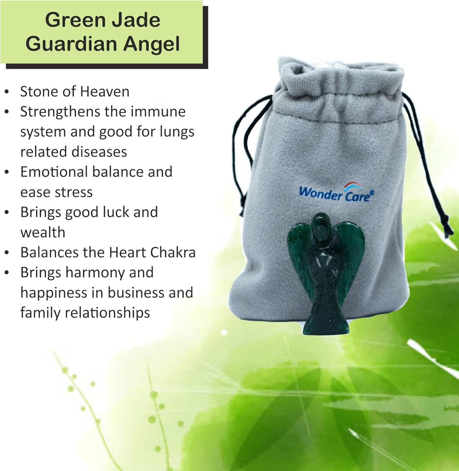 Wonder Care Pocket Guardian Angel Crystal Natural Gemstone Reiki Healing Energy Carved Statue Chakra Balance Meditation Aesthetic 1.5-2 Inch Pack of 2