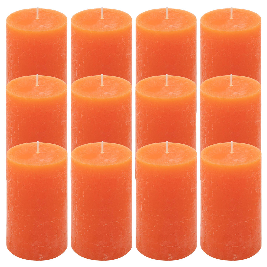 Rustic Candle Height 11.5 cm Diameter 6.8 cm Long Burning Time Round Candle Pillar Candles Candle Decoration Table Candles Christmas Candles Wedding Decoration (Orange, 6)
