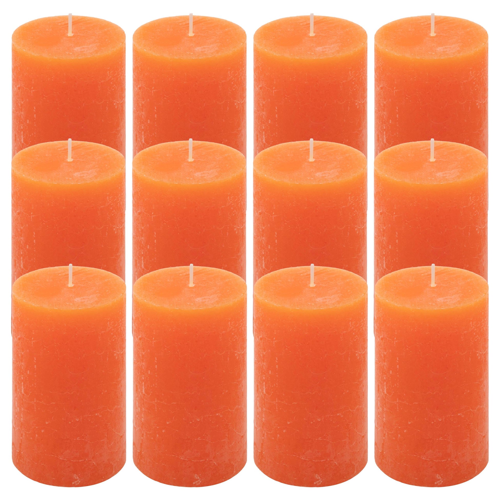 Rustic Candle Height 11.5 cm Diameter 6.8 cm Long Burning Time Round Candle Pillar Candles Candle Decoration Table Candles Christmas Candles Wedding Decoration (Orange, 6)