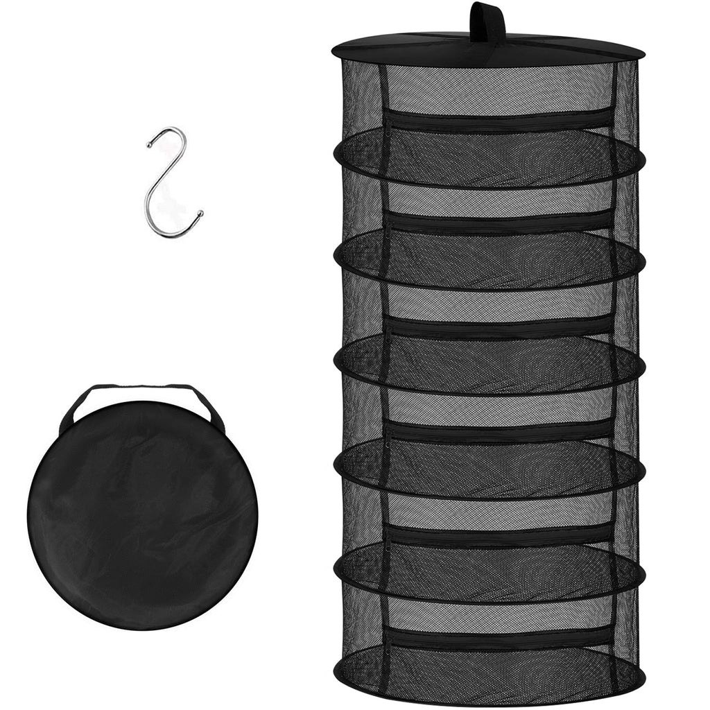 Desy & Feeci Tockennetz Kräuter 4-lagiger Hängendes Kräuter Trockengestell Trockennetz mit Reißverschlüssen, Schwarz, 60x80cm